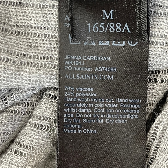 AllSaints Women's Gray Lightweight Knit Open Front JENNA Cardigan Size M - Picture 10 of 10